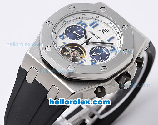 Audemars Piguet Royal Oak Alinghi Tourbillon Automatic with White Dial and Blue Marking - Click Image to Close